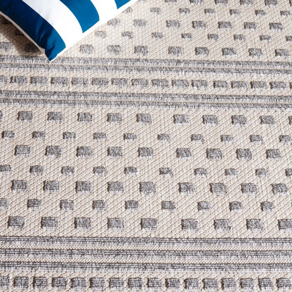 SAFAVIEH Washable Rug Outdoor Milos Collection - 5' x 7'6", Beige & Grey, Non-Shedding & Easy to Clean, Ideal for Patio, Backyard, Mudroom (MLO110A)