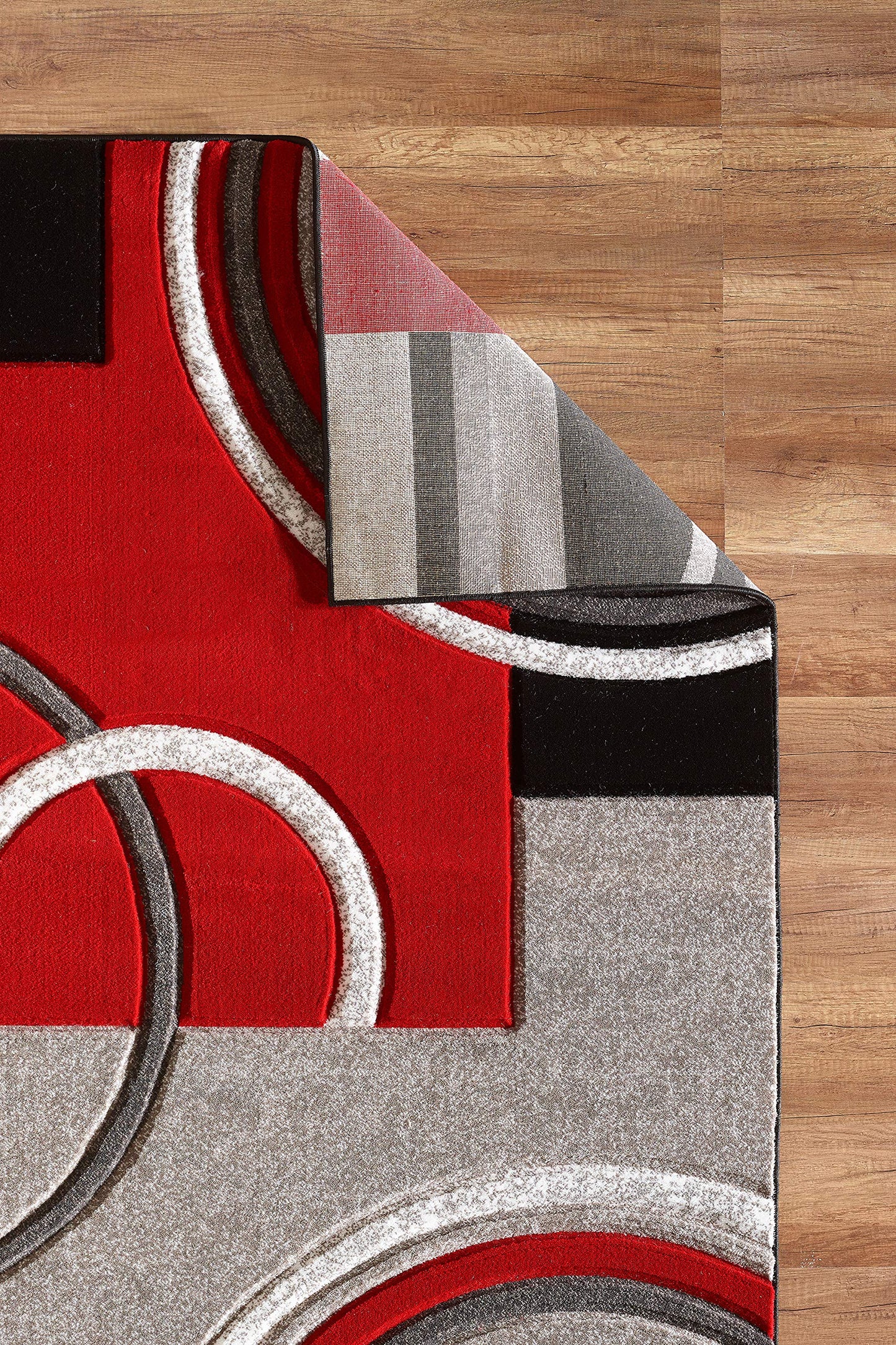 GLORY RUGS Area Rug Modern 5x7 Red Soft Hand Carved Contemporary Floor Carpet with Premium Fluffy Texture for Indoor Living Dining Room and Bedroom Area