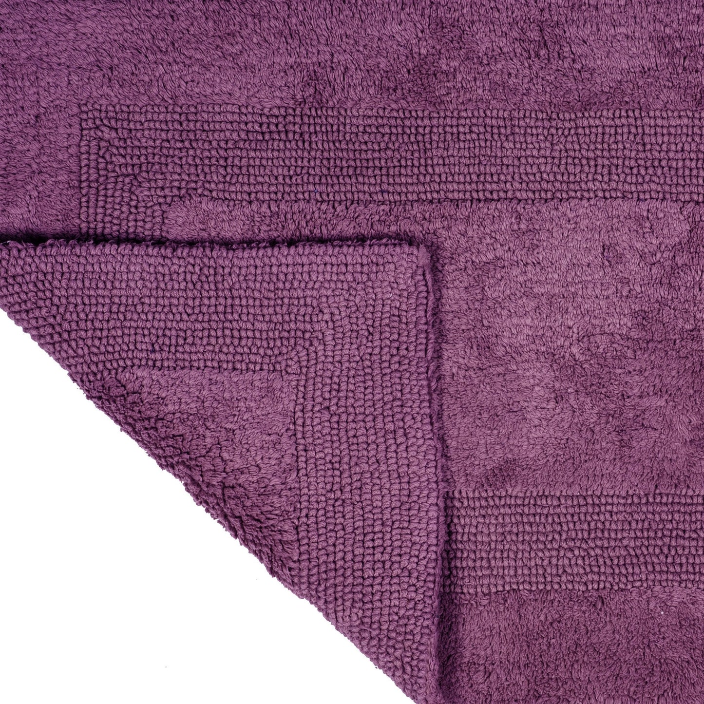 Lavish Home Reversible Long Bath Mat - 60x24-Inch Plush Cotton Bathroom Runner - Machine Washable Bath Mats for Bathroom, Kitchen, or Laundry Room (Eggplant)