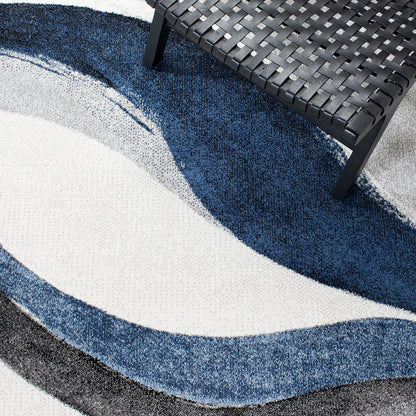 SAFAVIEH Area Rug 8x10 - Hollywood Collection - Large - Grey & Blue, Mid-Century Modern Design, Non-Shedding & Easy Cleaning, Ideal for Living Room, Bedroom, Office, Dining Space (HLW766F)