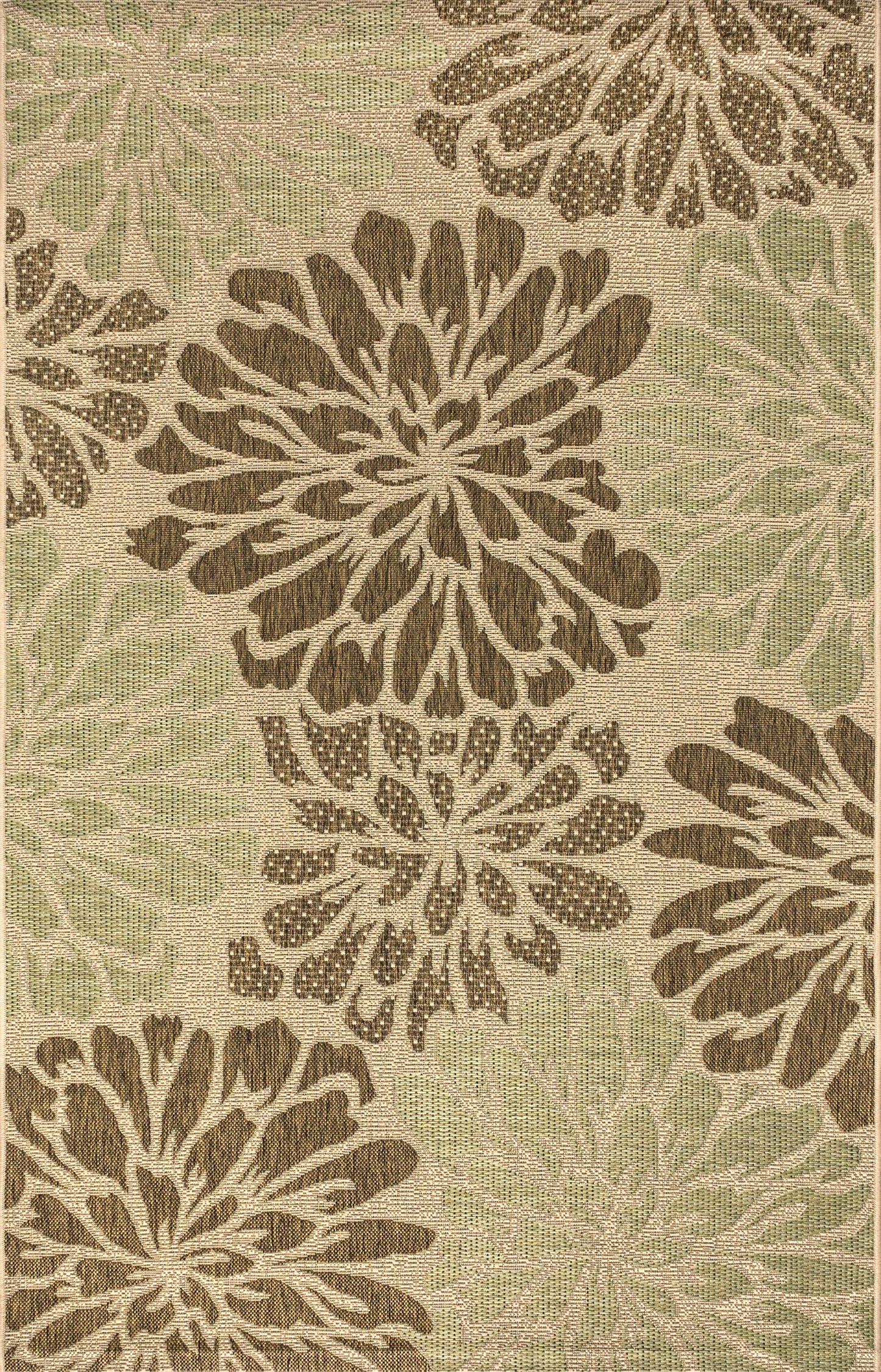 JONATHAN Y Floral Textured Weave Indoor Outdoor Area Rug 3X5 Sage/Brown, Zinnia Modern for Backyard, Patio, Porch, Easy-Cleaning, High Traffic, Pet-Friendly, Non-Shedding (SMB110A-3)