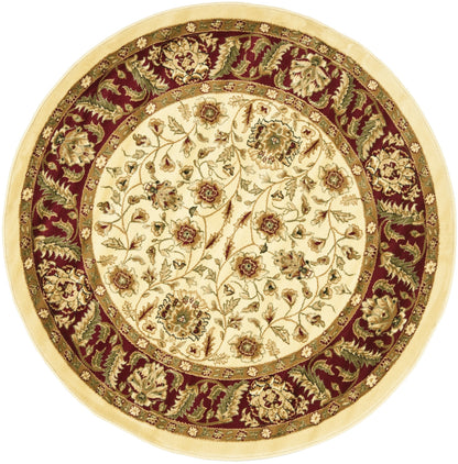 SAFAVIEH Lyndhurst Collection 8' Round Ivory/Red LNH215A Traditional Oriental Non-Shedding Dining Room Entryway Foyer Living Room Bedroom Area Rug