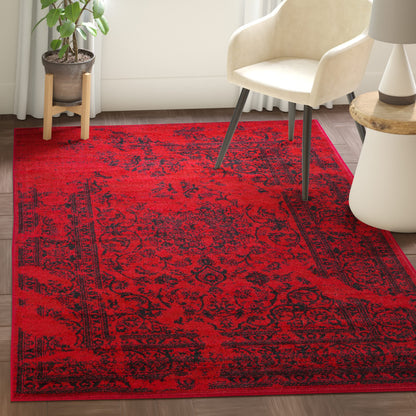 SAFAVIEH Adirondack Collection Accent Rug - 4' x 6', Red & Black, Oriental Distressed Design, Non-Shedding & Easy Care, Ideal for High Traffic Areas in Entryway, Living Room, Bedroom (ADR101F)