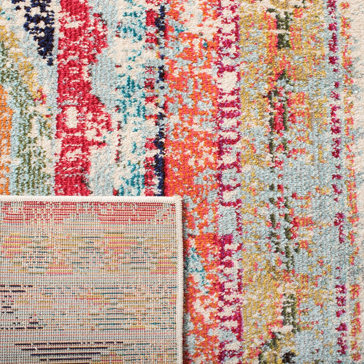 SAFAVIEH Area Rug 8x10 - Madison Collection - Large - Blue & Orange, Boho Chic Tribal Distressed Design, Non-Shedding & Easy Cleaning, Ideal for Living Room, Bedroom, Office, Dining Space (MAD422F)