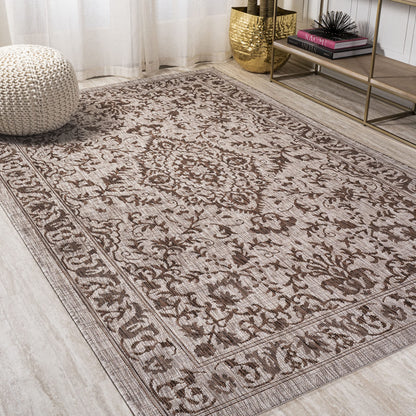 JONATHAN Y Ornate Medallion Indoor Outdoor Area Rug 3X5 Brown/Beige, Jerash for Backyard, Patio, Porch, Easy-Cleaning, High Traffic, Pet-Friendly, Non-Shedding (SMB115A-3)