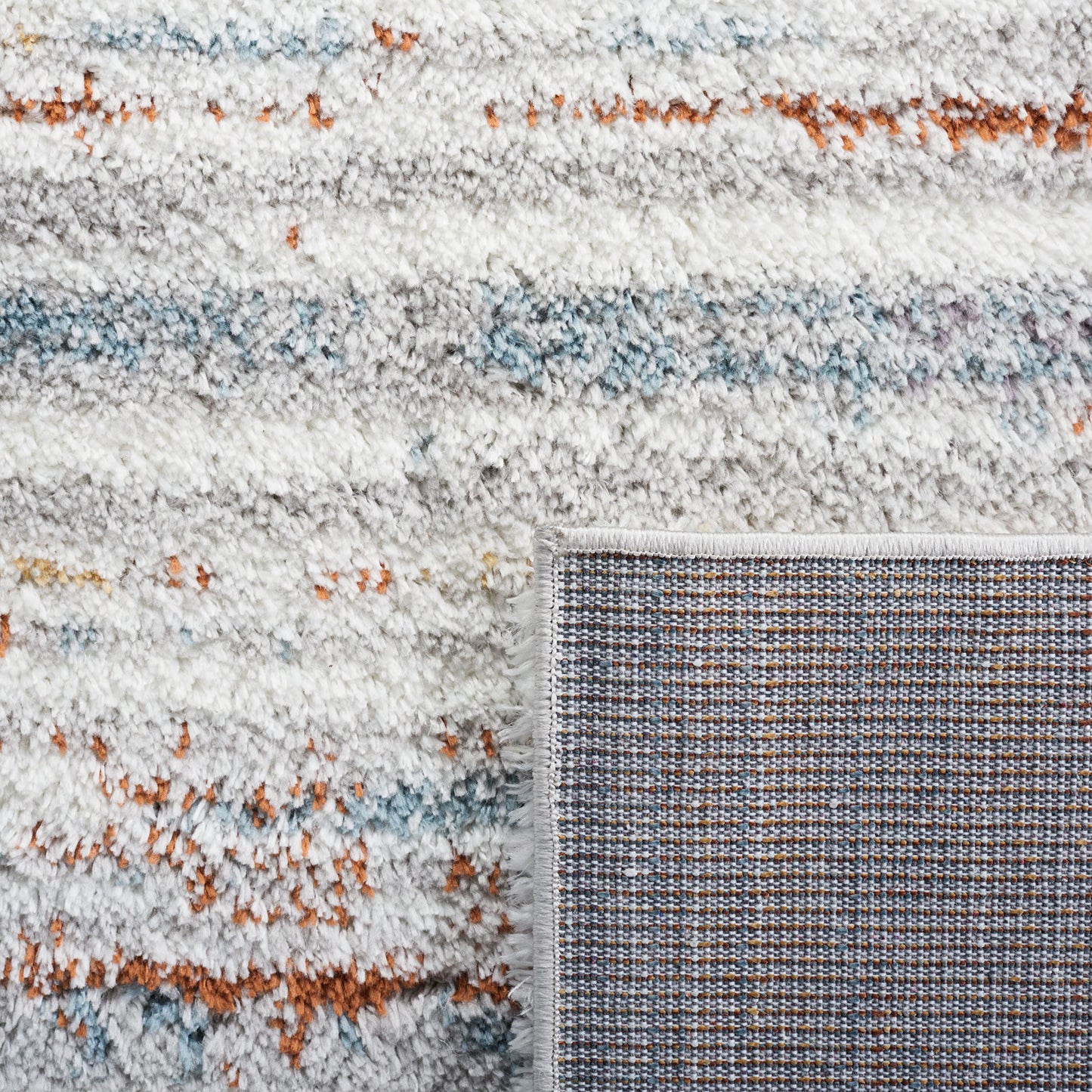 SAFAVIEH Area Rug 8x10 - Berber Shag Collection - Large - Blue Rust & Ivory, Modern Stripe Design, Non-Shedding & Easy Cleaning, Plush Thick Pile, Ideal for Living Room, Bedroom, Dining (BER565A)