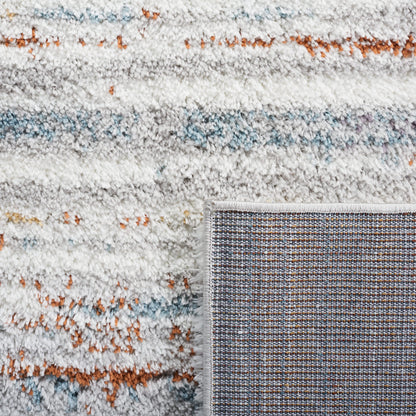 SAFAVIEH Area Rug 8x10 - Berber Shag Collection - Large - Blue Rust & Ivory, Modern Stripe Design, Non-Shedding & Easy Cleaning, Plush Thick Pile, Ideal for Living Room, Bedroom, Dining (BER565A)