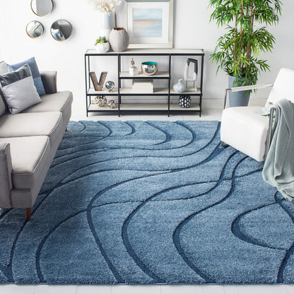SAFAVIEH Florida Shag Collection Area Rug - 8'6" x 12', Light Blue & Blue, Non-Shedding & Easy Care, 1.2-inch Thick Ideal for High Traffic Areas in Living Room, Bedroom (SG471-6065)