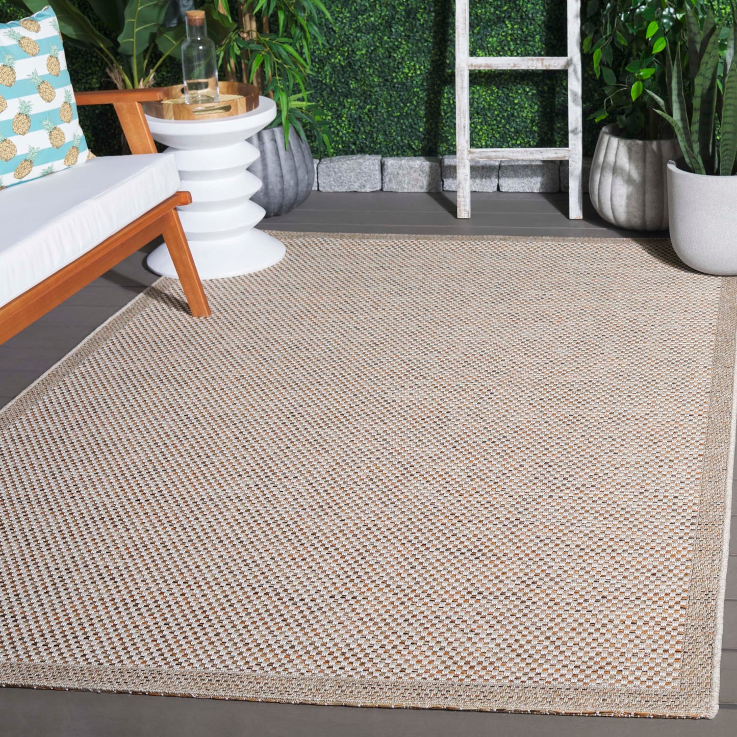 SAFAVIEH Washable Rug Outdoor Sisal All-Weather Collection - 4' x 6', Ivory & Orange, Non-Shedding & Easy to Clean, Ideal for Patio, Backyard, Mudroom (SAW644P)