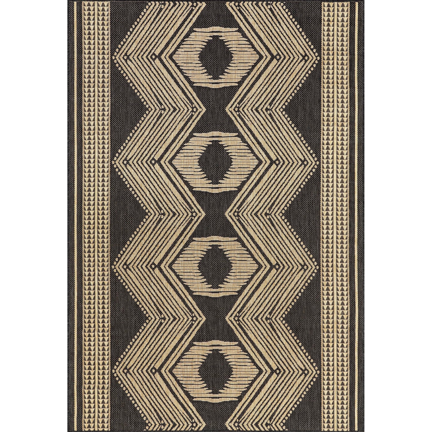 Nuloom Ranya Dark Grey/Ivory, 5' x 8', Tribal Geometric, Soft and Cozy, High Traffic, Stain Resistant, Easy Clean, Durable Area Rug for Indoor/Outdoor Patio, Deck, Porch, Garden, Courtyard