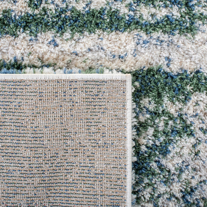 SAFAVIEH Berber Shag Collection Area Rug - 5'3" Square, Green & Beige, Non-Shedding & Easy to Clean, Ideal for Living Room, Bedroom, Dining Space (BER219Y)