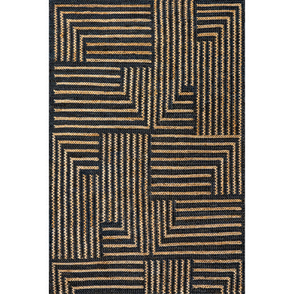 Rugs USA Liess Black/Natural, 9'6" x 13'6", Handmade, Geometric, Jute & Cotton, Soft and Textured, High Traffic, Stain Resistant, Easy Clean, Durable Area Rug for Bedroom, Living Room, Dining, Foyer