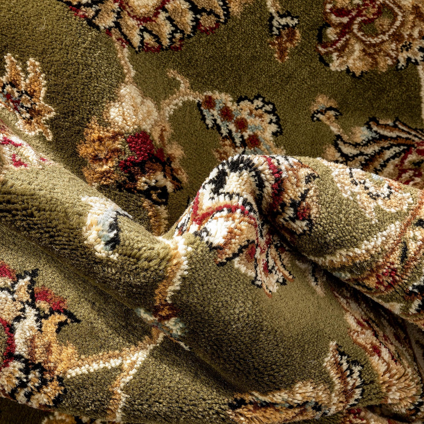 Well Woven Barclay Sarouk Green Traditional Area Rug 5'3" X 7'3"