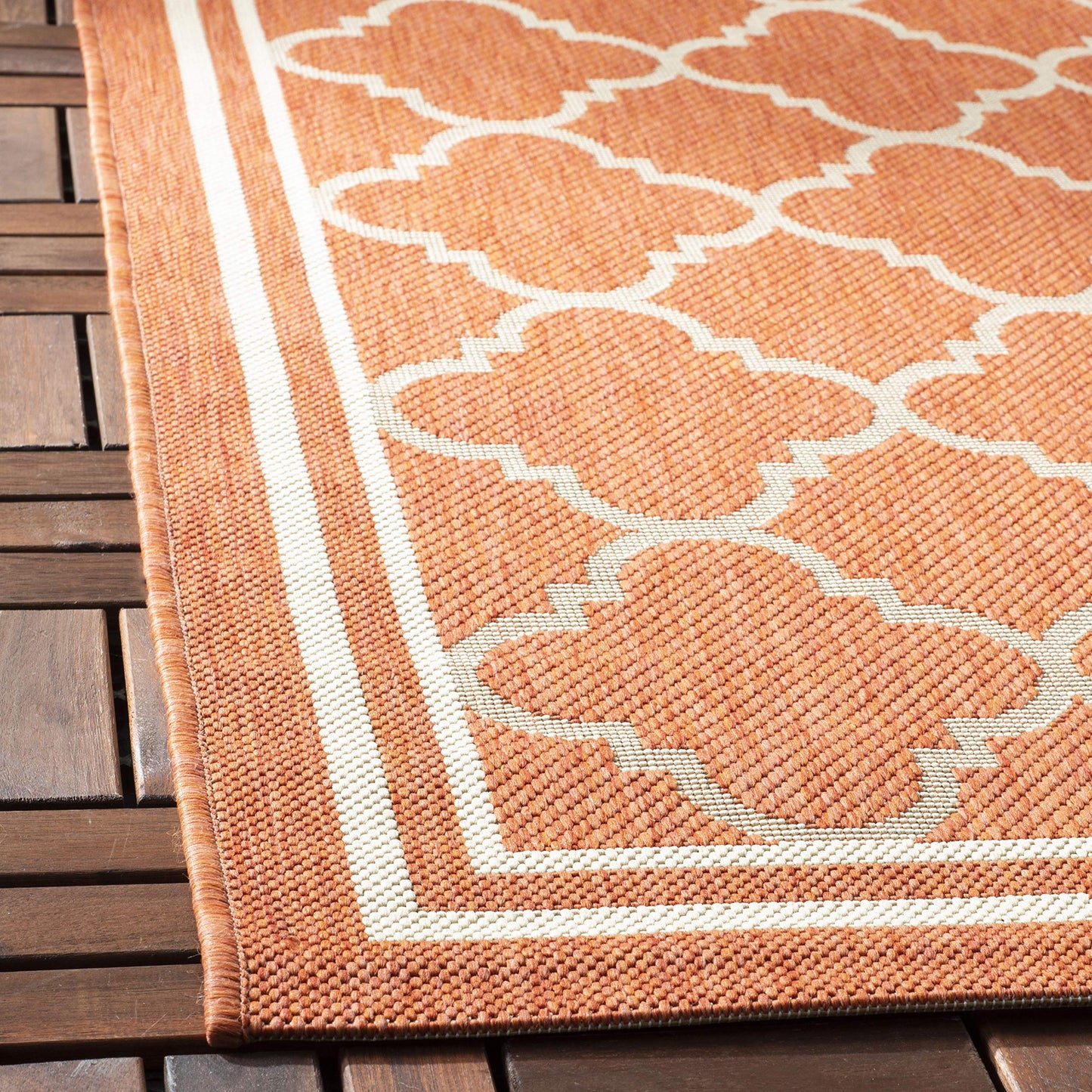 SAFAVIEH Courtyard Collection 6'7" x 9'6" Red/Bone CY6918 Trellis Indoor/ Outdoor Splashproof Easy Scrubbing Patio Backyard Mudroom Area Rug