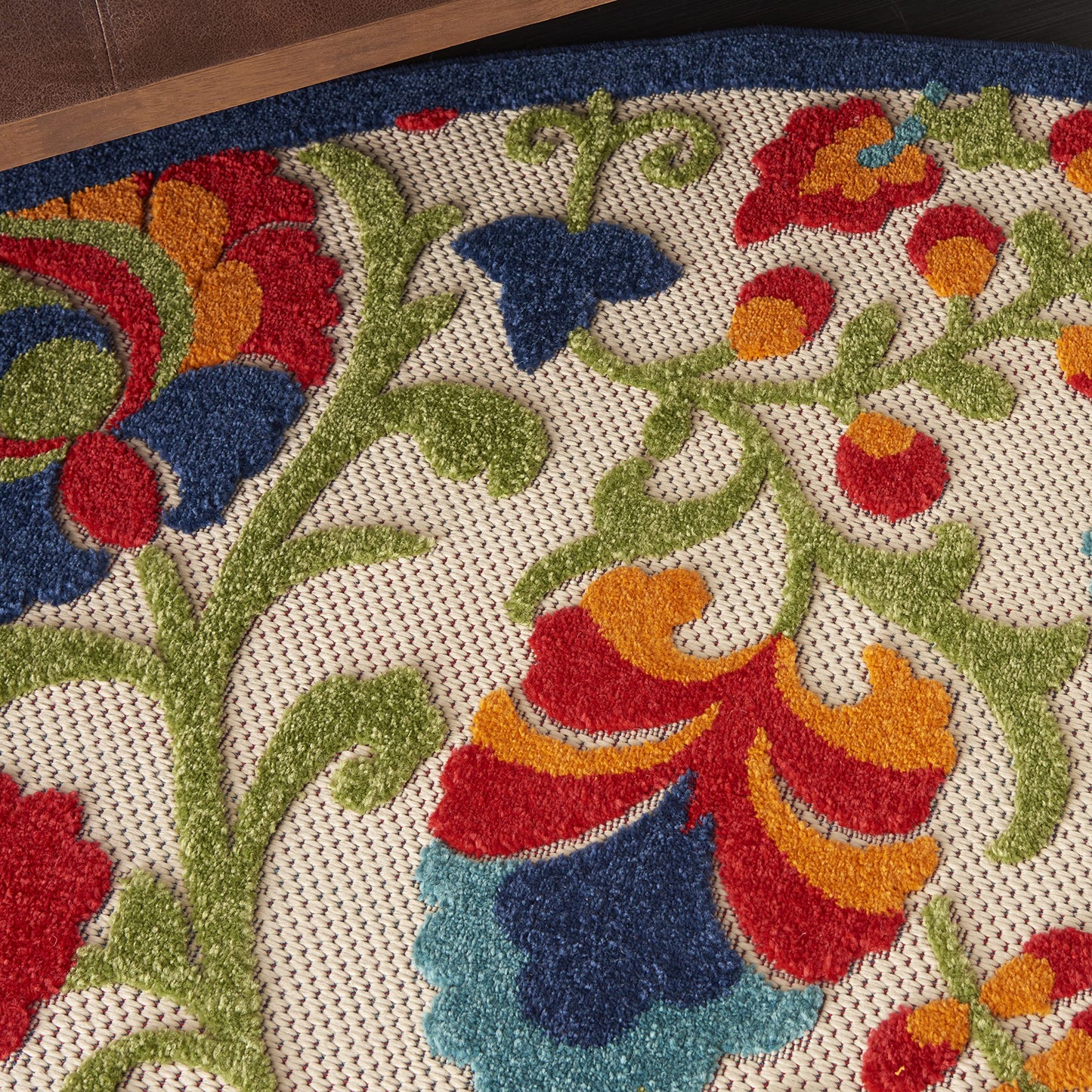 Nourison Home Aloha Multicolor 7'10" x Round Area Rug - Easy Clean, Non Shedding, Bed Room, Living Room, Dining Room, Kitchen (8' x Round)