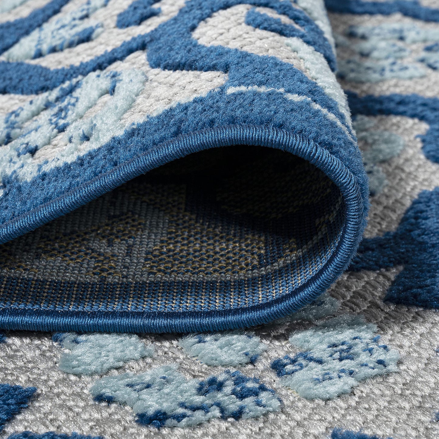 JONATHAN Y Tile Trellis Indoor Outdoor Area Rug 4X6 Light Gray/Blue, Gallia High-Low for Backyard, Patio, Porch, Easy-Cleaning, High Traffic, Pet-Friendly, Non-Shedding (AMC107B-4)