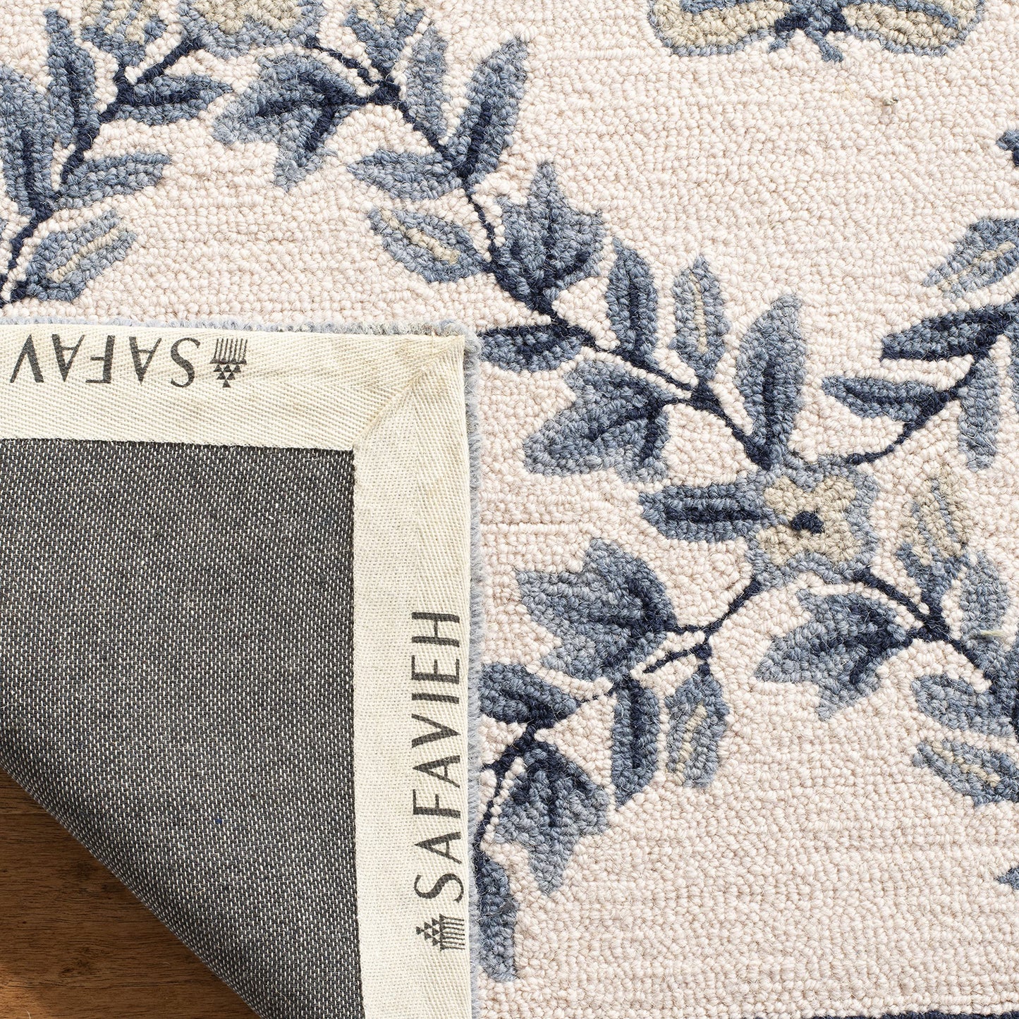 SAFAVIEH Chelsea Collection Area Rug - 2' x 3', Ivory & Blue, French Country Trellis Design, Hand-Hooked Wool, Ideal for The Living Room, Bedroom, Dining Room (HK55D-23)