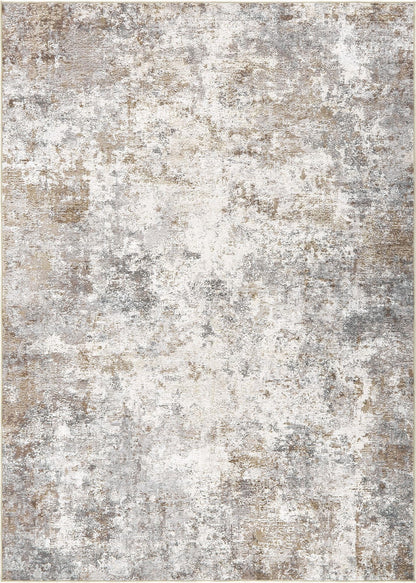 UERMEI 5x7 Area Rug Living Room Rugs - Washable Neutral Modern Abstract Soft Thin Large Rug Indoor Floor No Slip Rug Carpet for Bedroom Under Dining Table Home Office Decor - Brown Grey