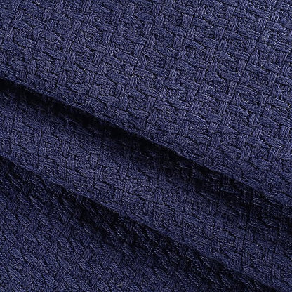 Elvana Home 100% Cotton Bed Blanket, Breathable Bed Blanket Twin Size, Cotton Thermal Blankets Twin, Perfect for Layering Any Bed for All Season, Navy Blue