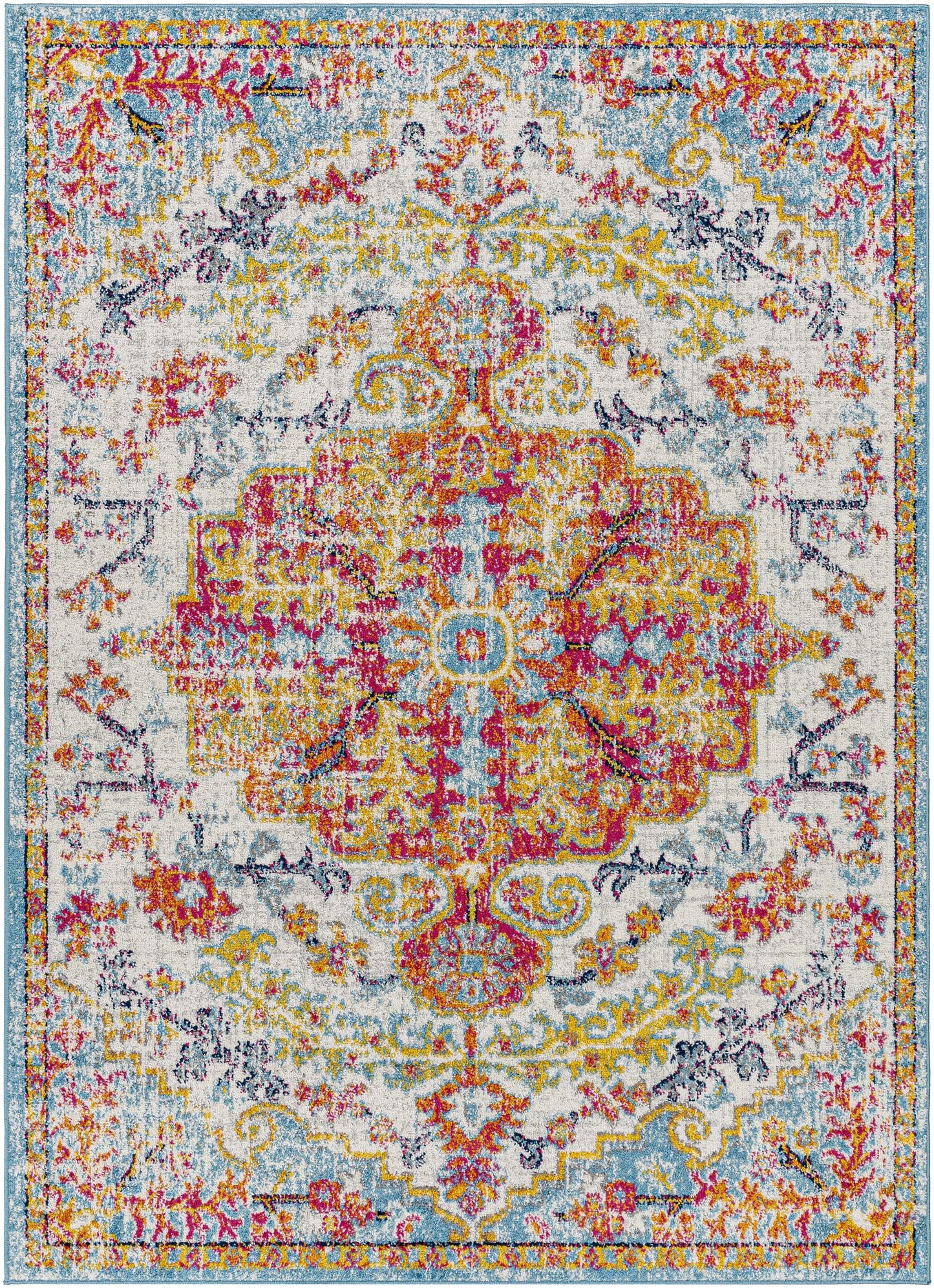 Livabliss Odelia Vintage Bohemian Area Rug,3'11" x 5'7",Orange/Aqua