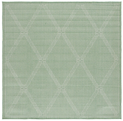 Safavieh Washable Rug Outdoor Bermuda Collection - 6'7" Square, Green & Ivory, Non-Shedding & Easy to Clean, Ideal for Patio, Backyard, Mudroom (BMU851Y)