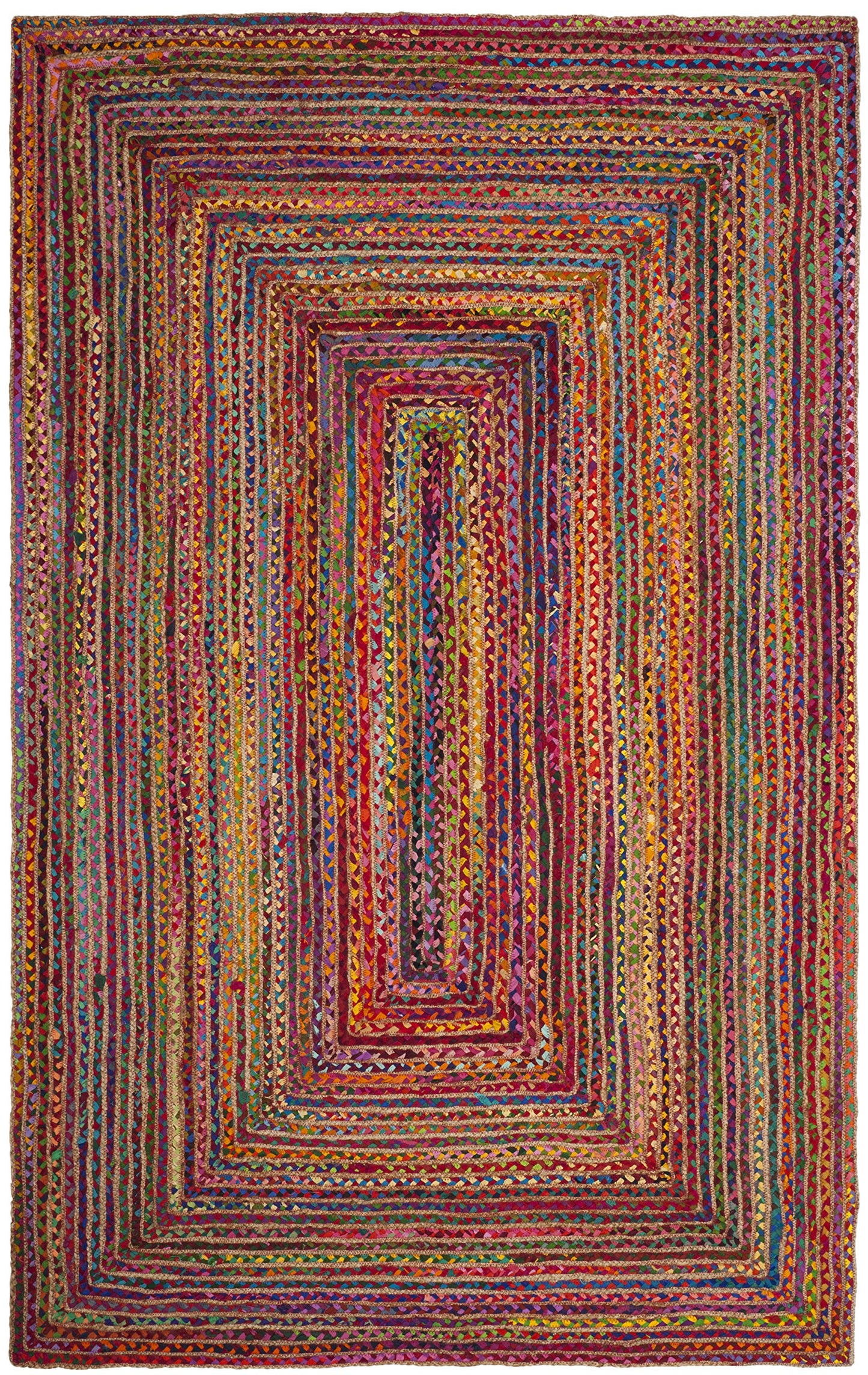 SAFAVIEH Area Rug 3x5 - Cape Cod Collection - Red & Multi, Handmade Jute & Cotton, Woven Braided Design (CAP202A)