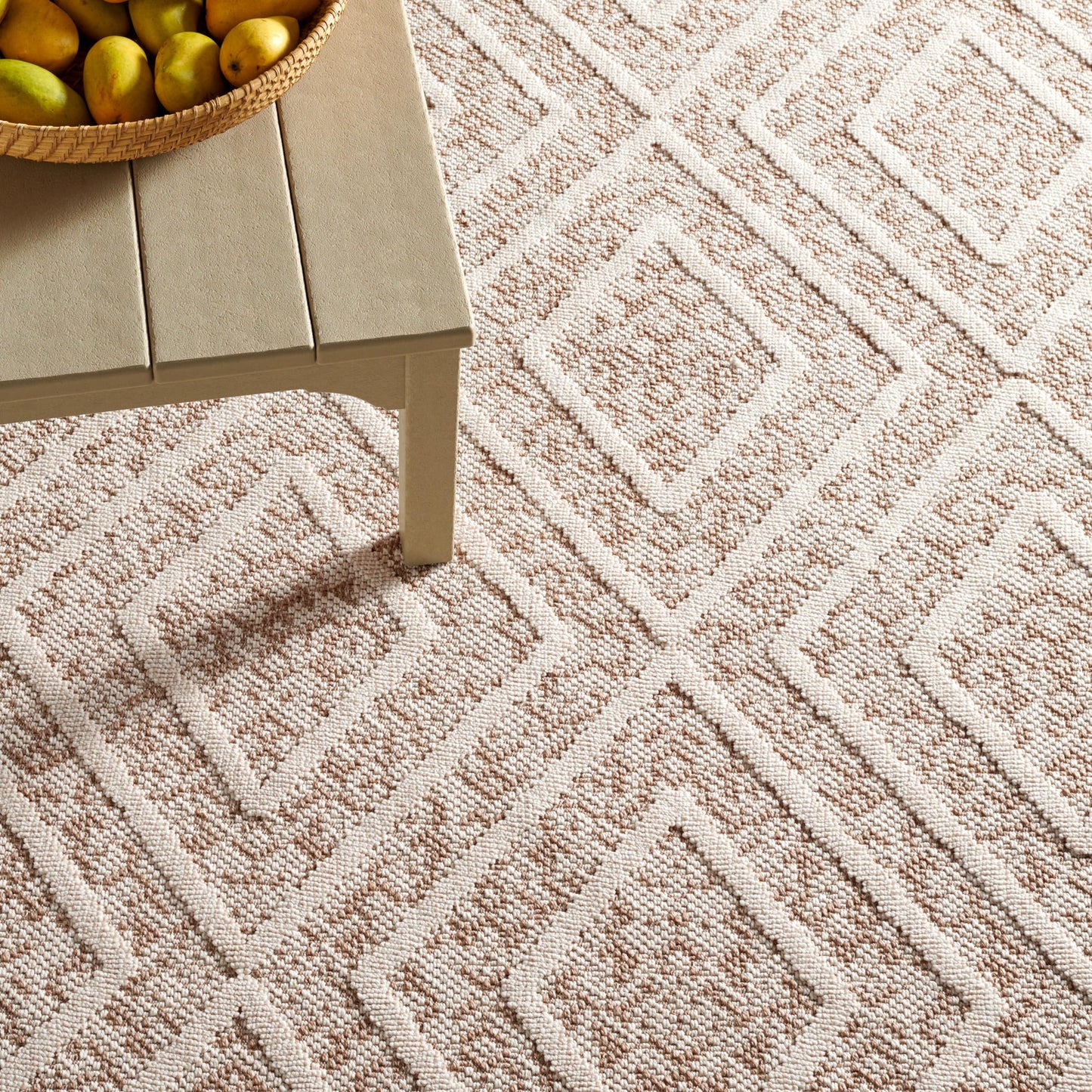 Martha Stewart x SAFAVIEH Outdoor Area Rug Collection - 5'3" x 7'6", Beige & Brown, Weather Resistant & Washable, Ideal for Patio, Backyard, Mudroom, Deck, Dining Space (MSRO218B)