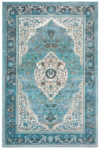 SAFAVIEH Luxor Collection Area Rug - 5'3" x 7'7", Turquoise & Beige, Handmade Boho Chic Oriental, Ideal for High Traffic Areas in Living Room, Bedroom (LUX342K)