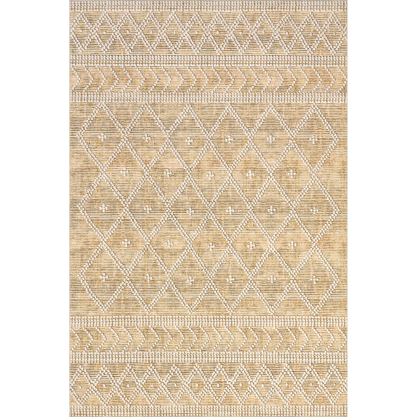Nuloom Splashguard Úna Tan/Ivory, 4' x 6', Geometric, Soft and Cozy, High Traffic, Stain Resistant, Easy Clean, Durable, Machine Washable Area Rug for Bedroom, Living Room, Dining, Den, Foyer
