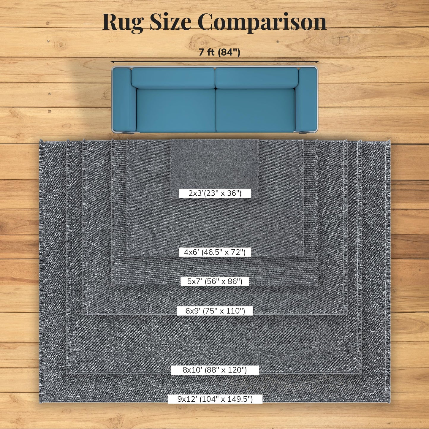 LUXE WEAVERS Solid Machine Woven Smoke 8x10 Area Rug, Indoor Stain-Resistant Carpet