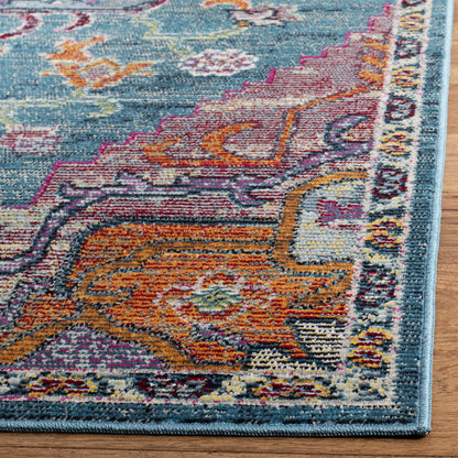 SAFAVIEH Crystal Collection Area Rug - 9' x 12', Teal & Rose, Medallion Distressed Design, Non-Shedding & Easy Care, Ideal for High Traffic Areas in Living Room, Bedroom (CRS501T)