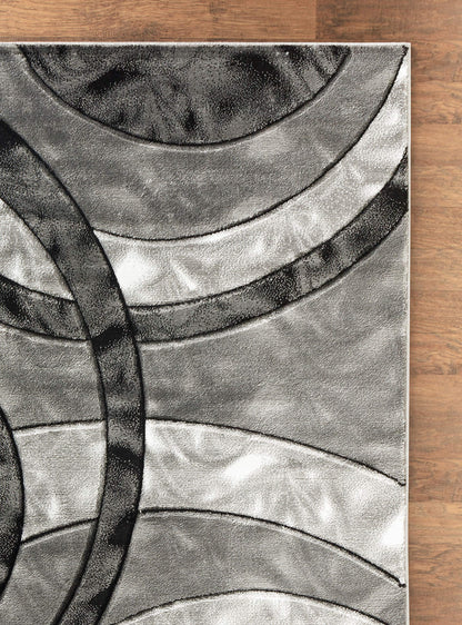 GLORY RUGS Area Rug Modern 8x10 Grey Black Circles Geometry Soft Hand Carved Contemporary Floor Carpet Fluffy Texture for Indoor Living Dining Room and Bedroom Area