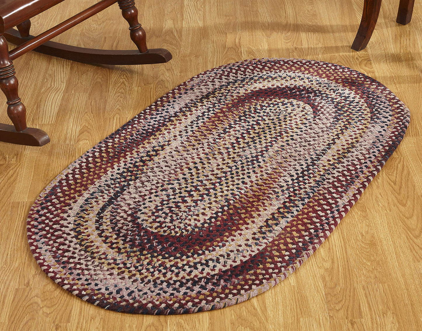 Better Trends Ombre Braided Area Rug, 36" x 60" Oval, Reversible and Durable, 100% Soft Cotton Chenille, Ideal for Living Room, Bedroom, Ergonomic Comfort Standing Braided Mat - Burgundy