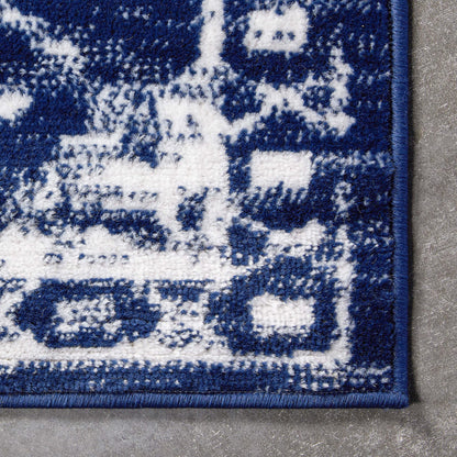 Well Woven Della Dark Blue Vintage Medallion Pattern Area Rug (7'3" x 9'3")