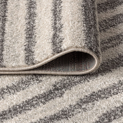 JONATHAN Y Lyla Offset Stripe Gray/Cream Indoor Area Rug, 4x6, Contemporary, Modern, Easy-Cleaning for Living Room, Bedroom, Kitchen, Pet Friendly, Non-Shedding (MOH204A-4)