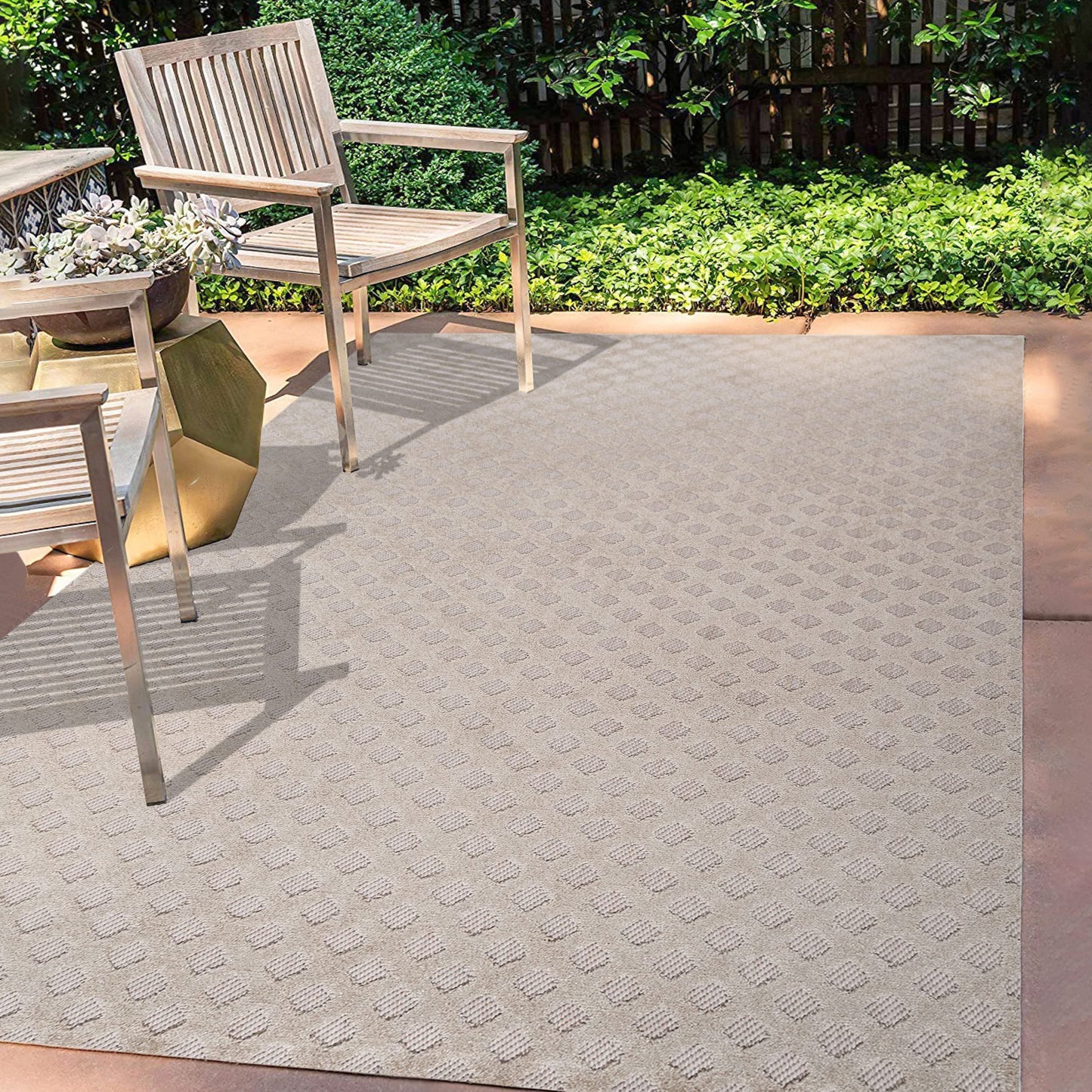 JONATHAN Y Mini-Diamond Trellis Indoor Outdoor Area Rug 8X10 Beige, Rabat High-Low Pile for Backyard, Patio, Porch, Easy-Cleaning, High Traffic, Pet-Friendly, Non-Shedding (SBH101A-8)