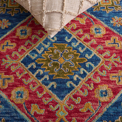 SAFAVIEH Aspen Collection Accent Rug - 2' x 3', Red & Blue, Handmade Boho Wool, Ideal for High Traffic Areas in Entryway, Living Room, Bedroom (APN523Q)