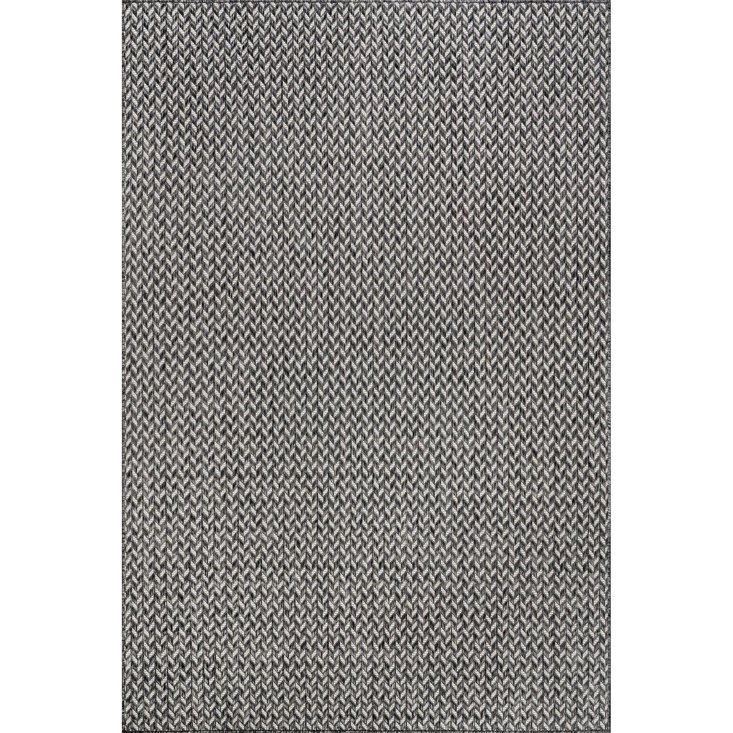 Nuloom Outdoor Performance Camryn Grey/Ivory, 8' x 10', Herringbone, Soft, High Traffic, Stain Resistant, Easy Clean, Durable Area Rug for Indoor/Outdoor Patio, Deck, Porch, Garden, Courtyard