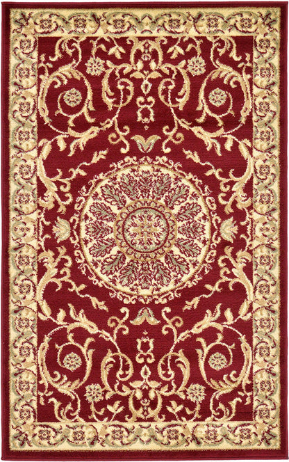 Unique Loom Versailles Collection Traditional Classic Medallion Floral Motif Area Rug (3' 3 x 5' 3 Rectangular, Burgundy/ Ivory)