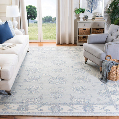 SAFAVIEH Area Rug 8x10 - Micro-Loop Collection - Large - Light Blue & Ivory, Handmade Wool, Ideal for Living Room, Bedroom, Office, Dining Space (MLP536L)