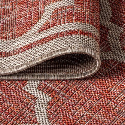 JONATHAN Y Moroccan Trellis Indoor Outdoor Area Rug 9X12 Red/Beige, Trebol Textured Weave for Backyard, Patio, Porch, Easy-Cleaning, High Traffic, Pet-Friendly, Non-Shedding (SMB109C-9)