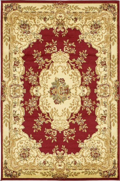 Unique Loom Versailles Collection Traditional Classic Medallion Motif Area Rug (4' 0 x 6' 0 Rectangular, Burgundy/ Ivory)
