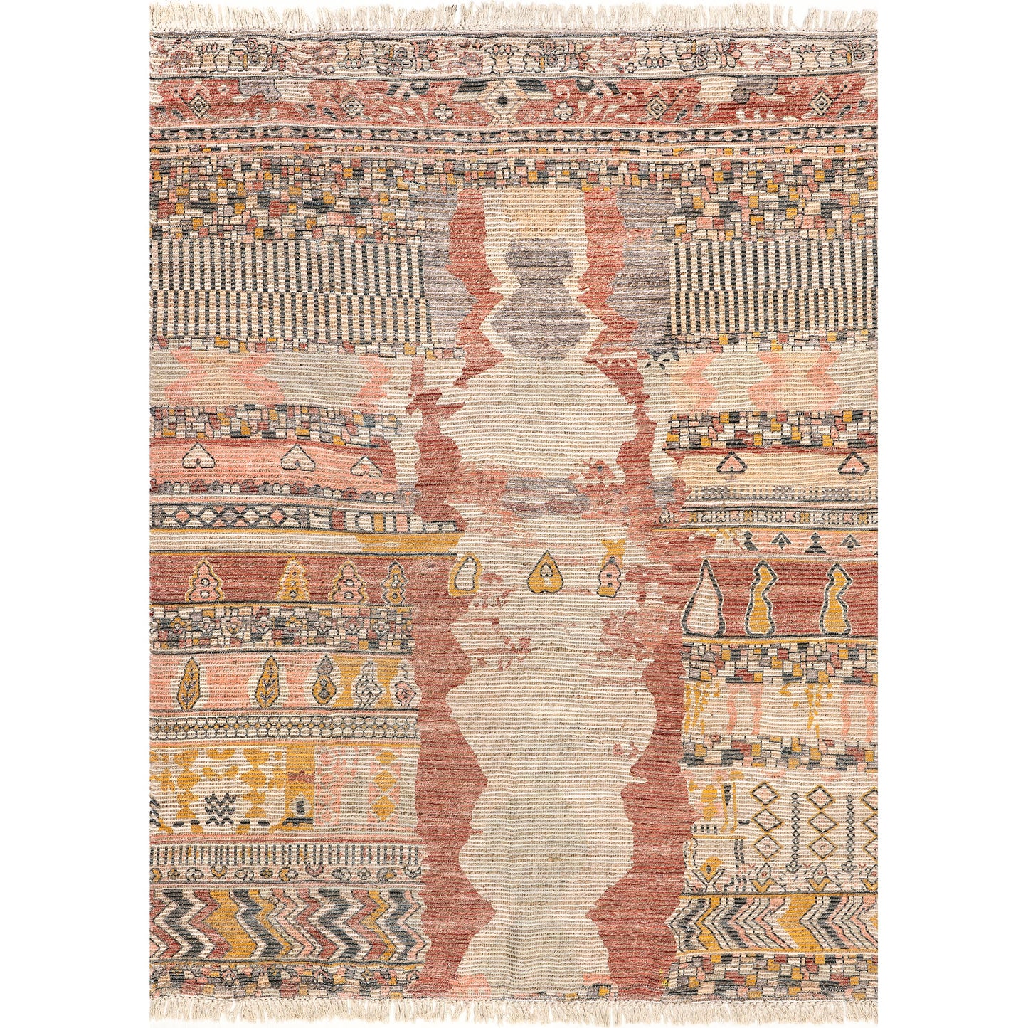 Nuloom Hermina Multicolor/Ivory, 3' x 5', Handmade, Jute, Tribal, Tasseled, Soft and Textured, High Traffic, Stain Resistant, Easy Clean, Durable Runner for Bedroom, Living Room, Dining, Foyer