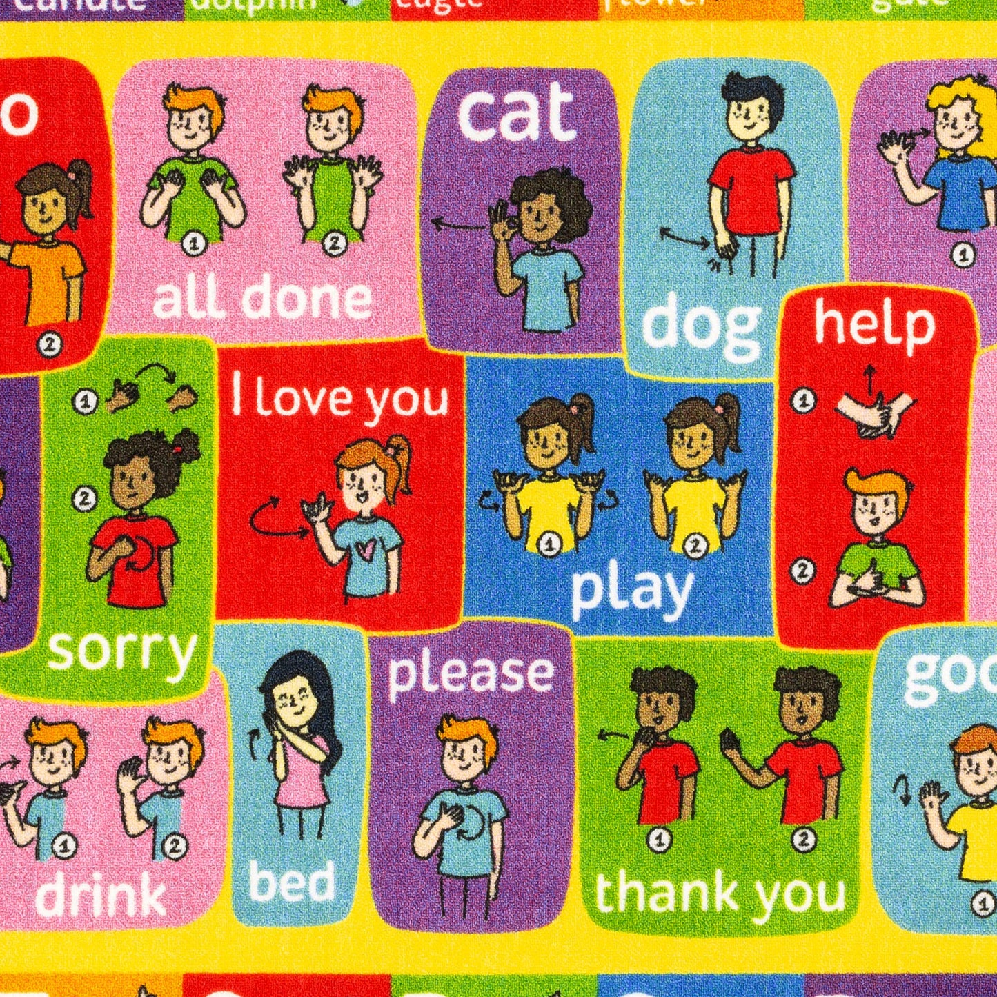 KC Cubs 3x5 ABC Alphabet ASL Sign Language Rug – Educational Non-Slip Carpet Play Mat for Kids, Toddlers, Nursery, Classroom, Playroom, Baby, Daycare