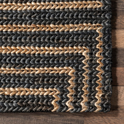 Rugs USA Liess Black/Natural, 9'6" x 13'6", Handmade, Geometric, Jute & Cotton, Soft and Textured, High Traffic, Stain Resistant, Easy Clean, Durable Area Rug for Bedroom, Living Room, Dining, Foyer