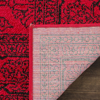 SAFAVIEH Adirondack Collection Area Rug - 6' Square, Red & Black, Oriental Medallion Design, Non-Shedding & Easy to Clean, Ideal for Living Room, Bedroom, Dining Space (ADR108F)
