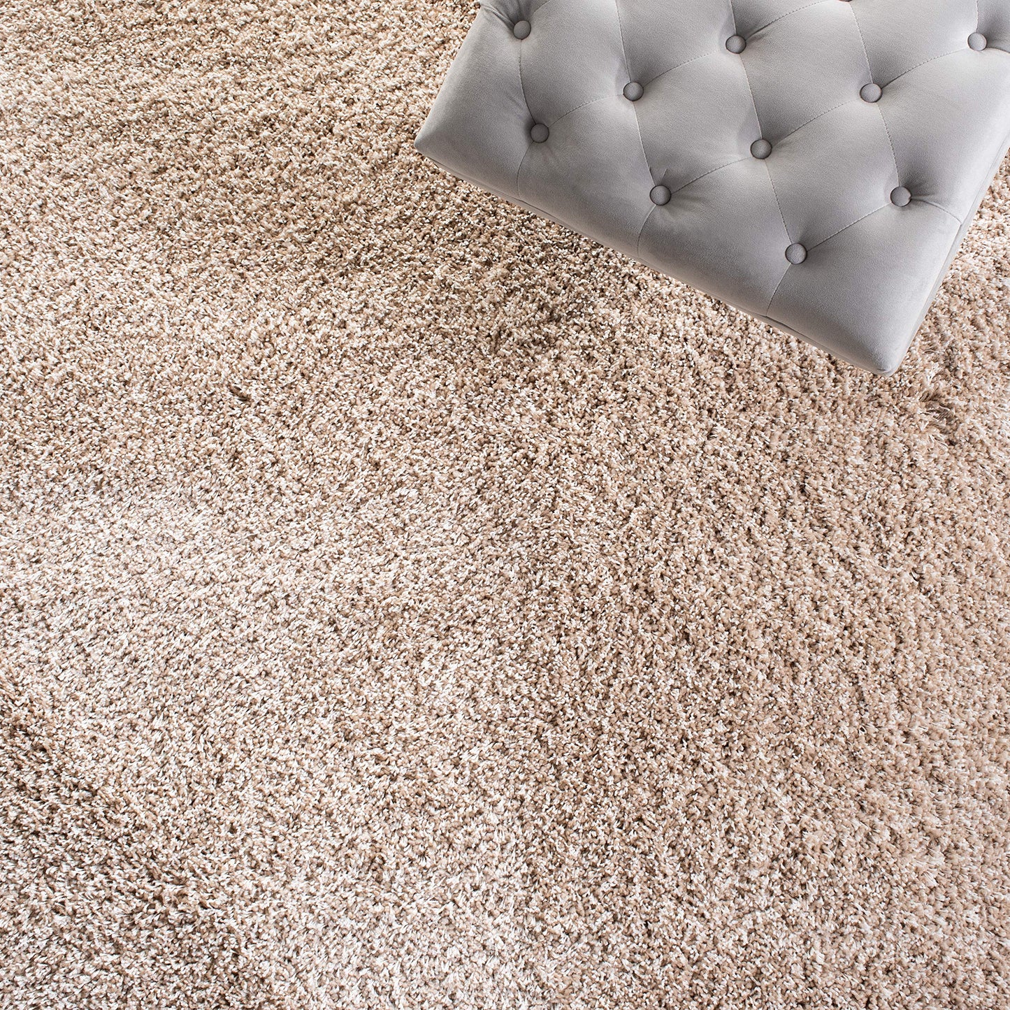 SAFAVIEH California Shag Collection Area Rug - 6'7" Square, Beige, Non-Shedding & Easy to Clean, Ultra Plush Thick Pile, Ideal for Living Room, Bedroom, Dining Space (SG151-1313)