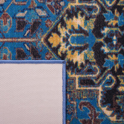 SAFAVIEH Washable Rug Journey Collection - 4'4" x 6', Blue & Red, Slip Resistant & Easy Cleaning, Ideal for Living Room, Bedroom, Kids Playroom Nursery, Office, Dining Space (JNY107M)