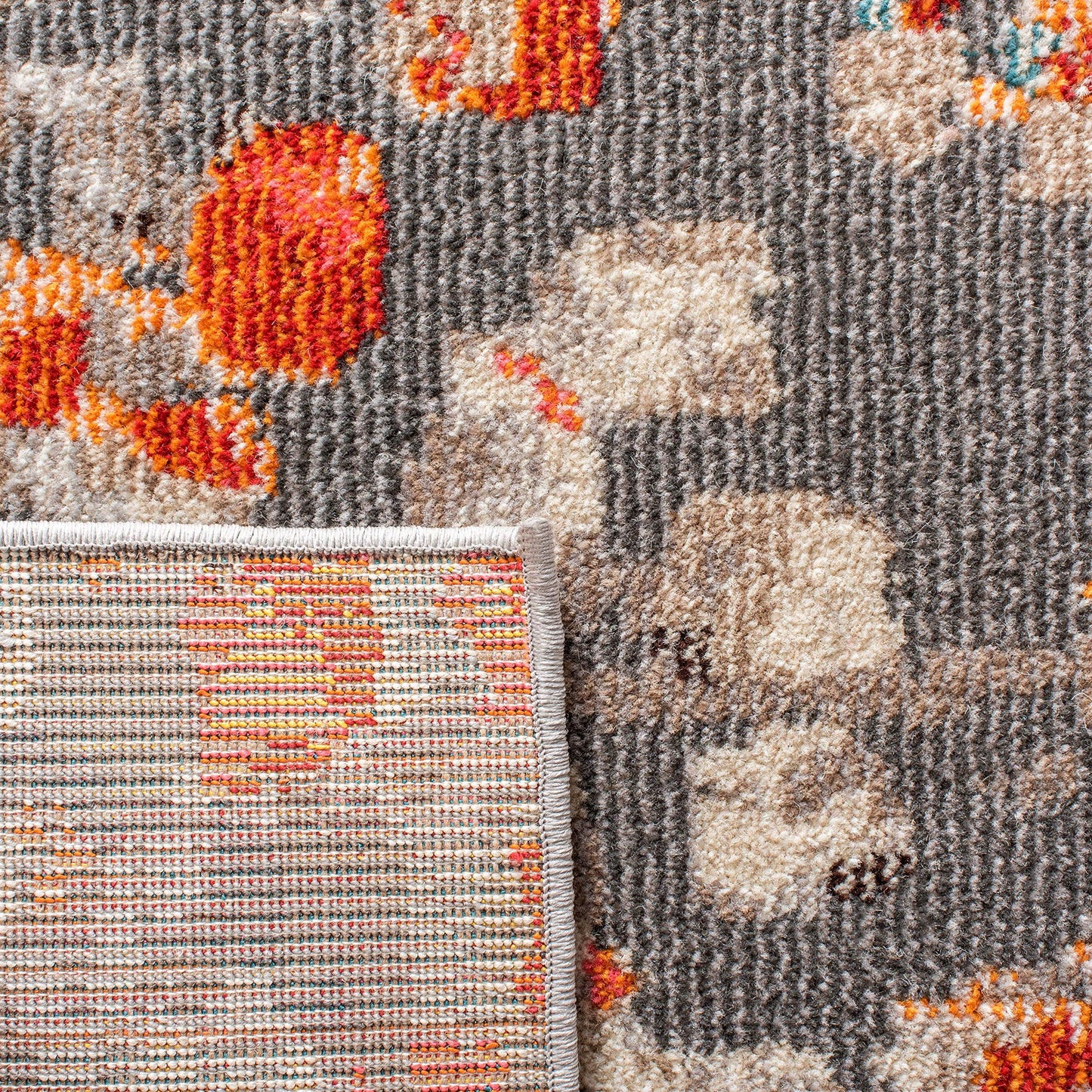 SAFAVIEH Madison Collection Runner Rug - 2'2" x 8', Grey & Orange, Boho Abstract Distressed Design, Non-Shedding & Easy Care, Ideal for High Traffic Areas in Living Room, Bedroom (MAD425H)