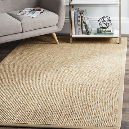 SAFAVIEH Area Rug 6x9 - Natural Fiber Collection - Maize & Linen Color, Sisal, Woven Design with Border (NF141B)